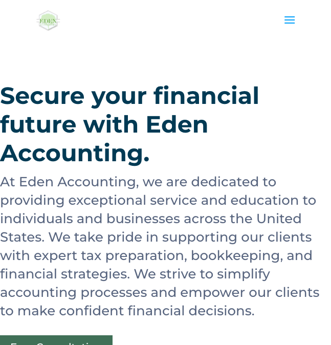 Eden Accounting website full screenshot