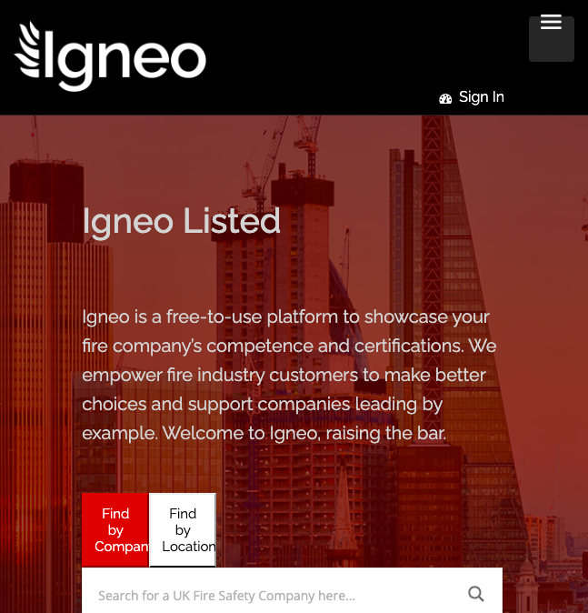 Igneo fire industry platform full screenshot
